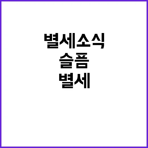 별세 소식 이상민의 마음 아픔과 슬픔