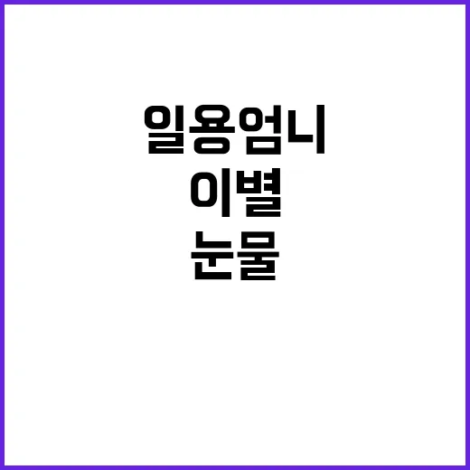 ‘일용 엄니’ 눈물…