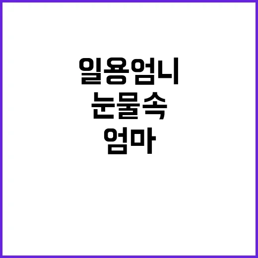 “일용 엄니” 눈물…