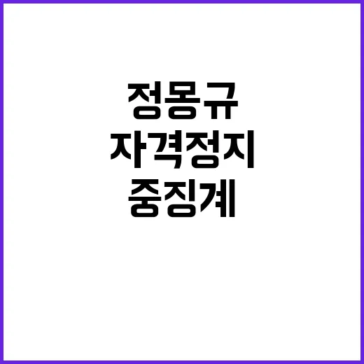 정몽규 중징계 자격정지 요구! 충격 사실 공개!