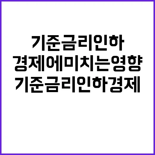 기준금리 인하 경제에 미치는 영향은 무엇?