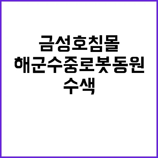 금성호 침몰 해군 수중로봇 동원해 수색 강화!