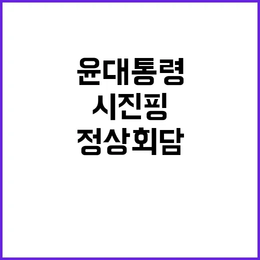 정상회담 윤 대통령과 시진핑의 역사적 만남!