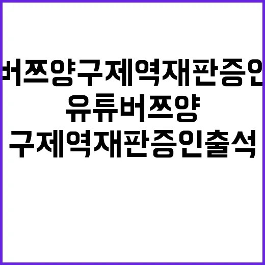 유튜버 쯔양 구제역 재판 증인 출석 이유 공개!