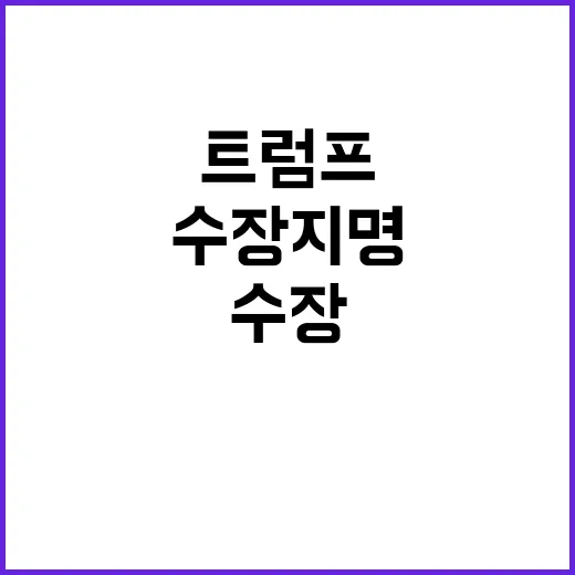 트럼프 새로운 경제팀 수장 지명 소식 공개!