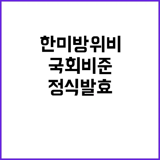 한미 방위비 국회 비준으로 정식 발효!