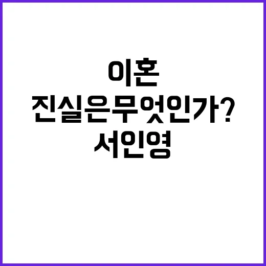 서인영 결혼 이혼 진실은 무엇인가? 궁금증 폭발!