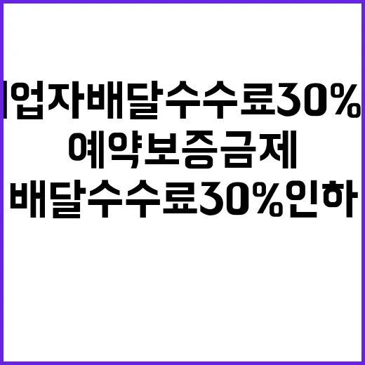 예약보증금제 영세업자 배달수수료 30% 인하!