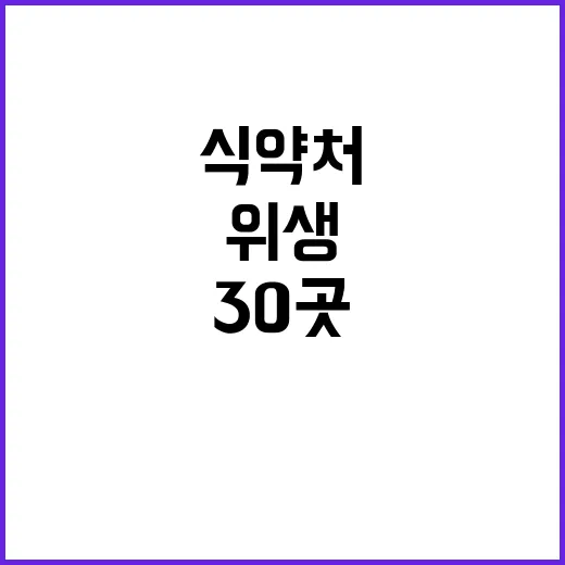 식약처 위생 점검 5899곳 적발 30곳 공개!