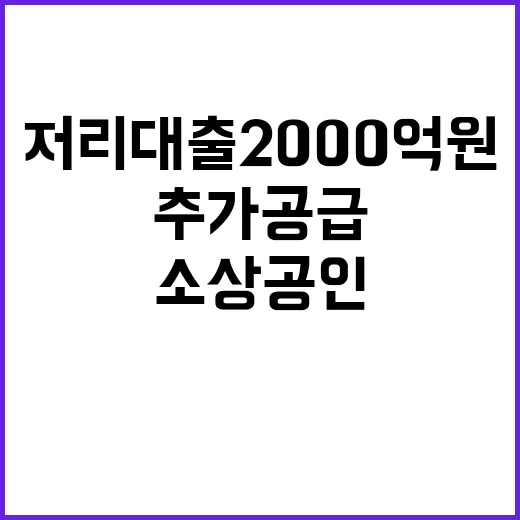 저리대출 2000억원 추가 공급 소상공인 반응은?