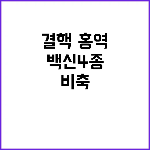 백신 4종 결핵·홍역 완벽 비축 계획 공개!