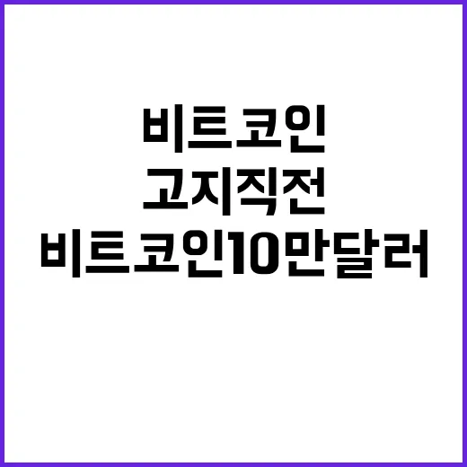 비트코인 10만 달러 고지 직전의 새로운 기회!