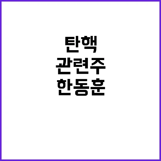 한동훈 탄핵 찬성 윤 정책 관련주 하락 불가피