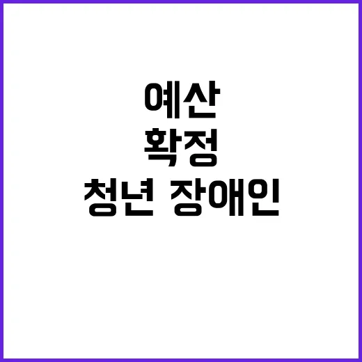 일자리 지원 청년·장애인 위한 예산 확정!