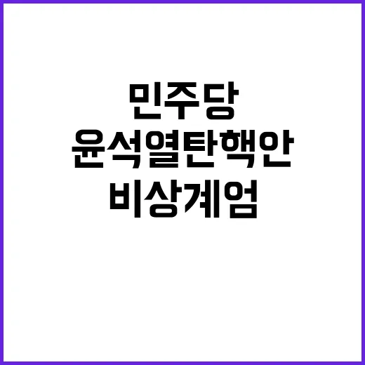 비상계엄 민주당 윤석열 탄핵안 본회의 경과?