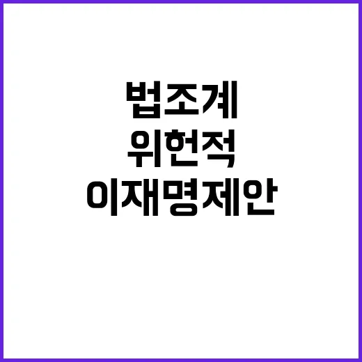 위헌적 이재명 제안 법조계 강력 비판!