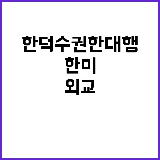 한미 외교 한덕수 권한대행의 역할은 무엇?