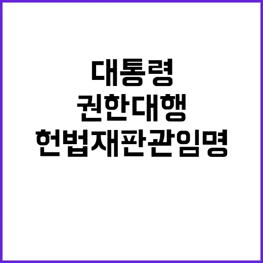 헌법재판관 임명 대통령 권한대행의 중요한 책임!