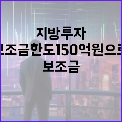 지방투자 보조금 한도 150억원으로 확대된다!