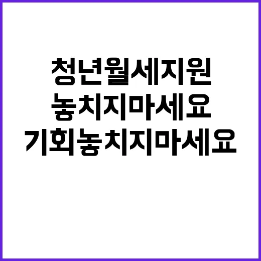 청년월세 지원 기회 놓치지 마세요!