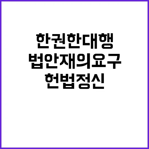 한 권한대행 법안 재의요구 이유는 헌법정신!