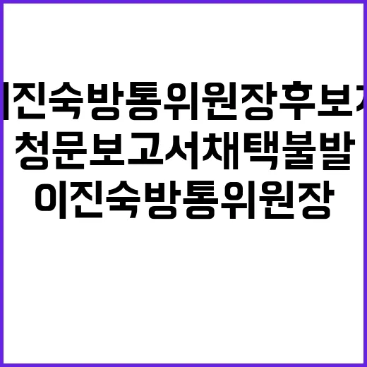 이진숙 방통위원장 후보자, 청문보고서 채택 불발 상황!