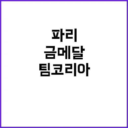 팀코리아, 파리에서 금메달 수확의 기적!