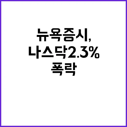 폭락! 뉴욕증시, 나스닥 2.3% 하락의 이유는?