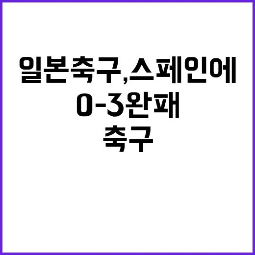 일본 축구, 스페인에 충격적인 0-3 완패!