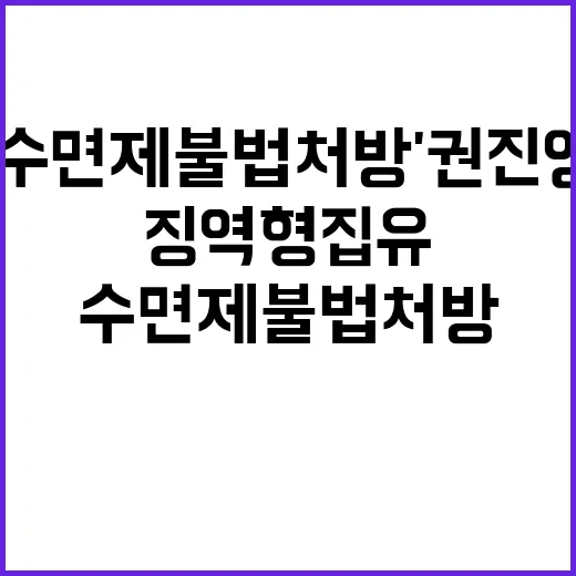 '수면제 불법처방' 권진영, 징역형 집유의 충격.