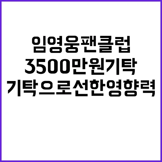 임영웅 팬클럽 3500만원 기탁으로 선한 영향력!