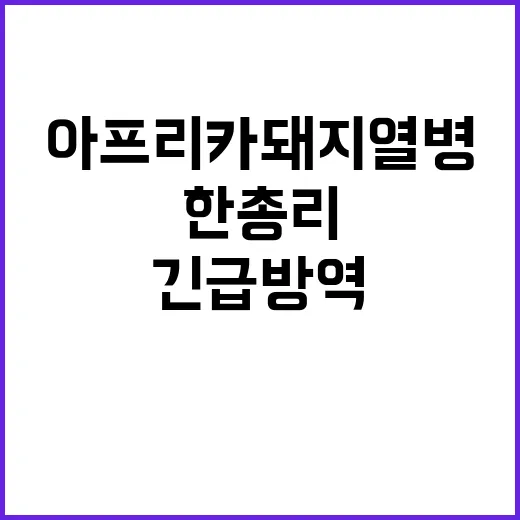 아프리카돼지열병 한 총리의 긴급 방역조치 발표!