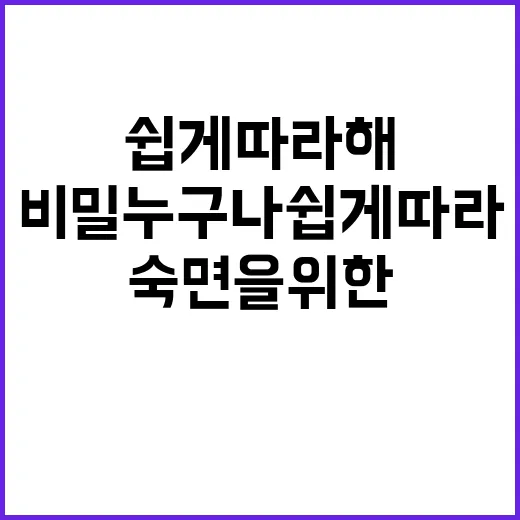 숙면을 위한 비밀 …