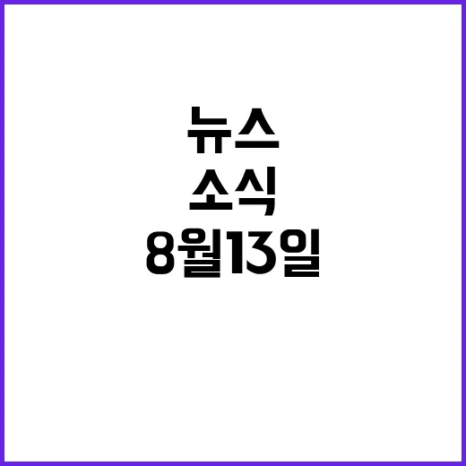 뉴스센터 8월 13일 주요 소식 대공개!