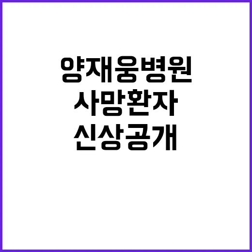 사망환자 신상 공개 양재웅 병원 충격 사건!