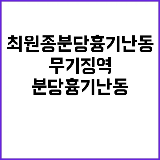 무기징역 최원종 분당 흉기 난동 후폭풍 지속!