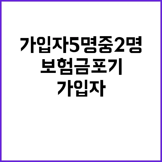 보험금 포기 이유 가입자 5명 중 2명!