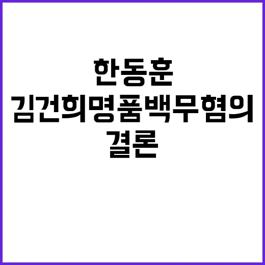 김건희 명품백 무혐의 한동훈의 놀라운 결론!