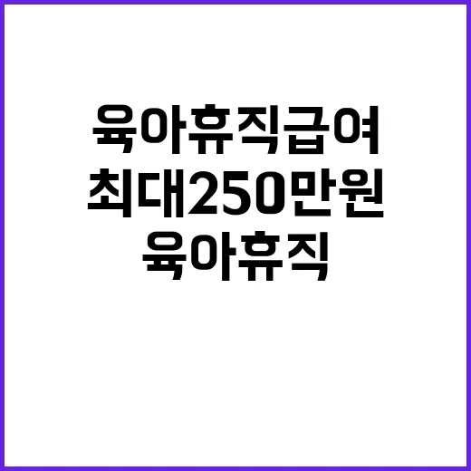 육아휴직급여 최대 250만 원 지원 가정 양립 실현!