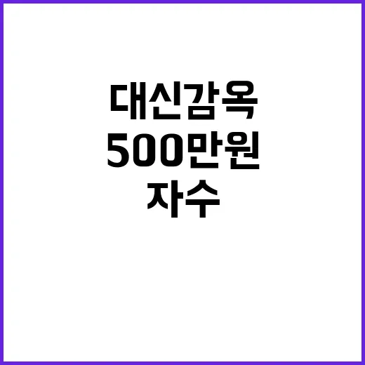 “대신 감옥 500만원 자수로 인생 망치다!”