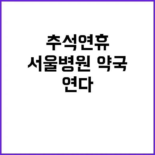 추석 연휴에도 서울 병원·약국 2500곳 연다!