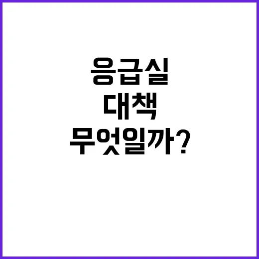 응급실 혼잡 문제 대책은 무엇일까?