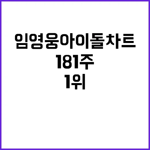 임영웅 아이돌차트 181주 1위 기록 언제까지?