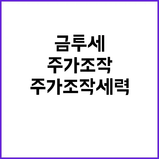 주가 조작 세력 금투세 강력 반대 이유는?