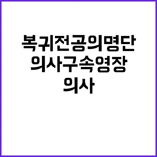 의사 구속영장 청구 복귀 전공의 명단 공개!