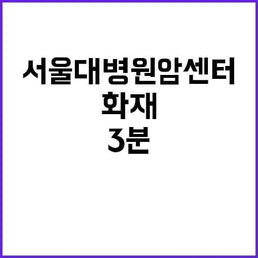 화재 종로 서울대병원 암센터 3분 만에 진화