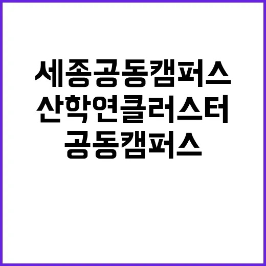 세종 공동캠퍼스 산학연 클러스터 구축 기대감