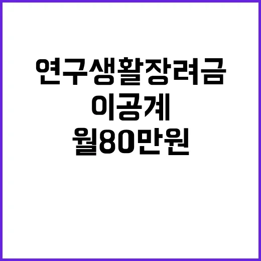 이공계 연구생활장려금 월 80만 원과 110만 원!