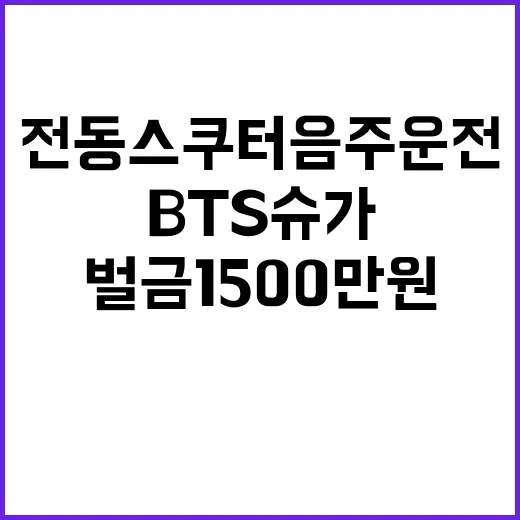 전동스쿠터 음주운전 BTS 슈가 벌금 1500만원!