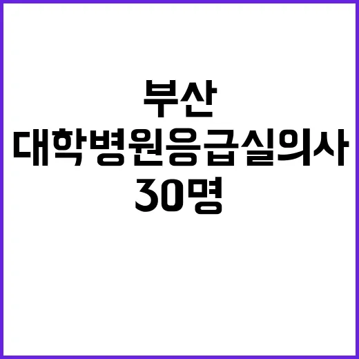 부산 대학병원 응급실 의사 30명 위험 경고!